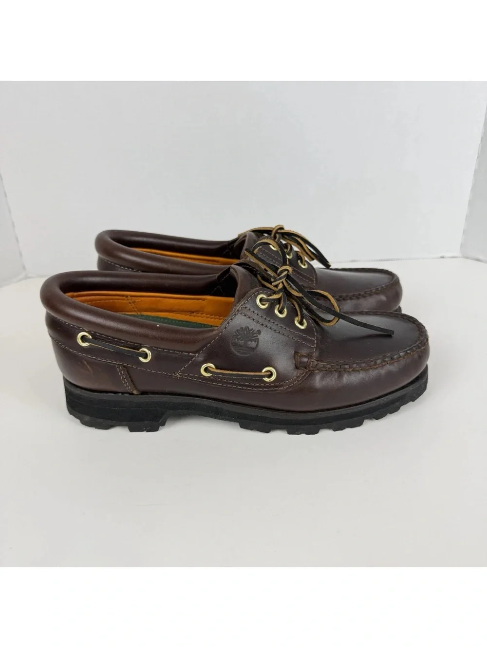 Timberland Authentics 3-Eye Lug Handsewn Men Boat Shoe Size 8W Brown